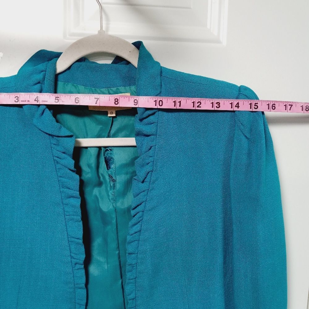 CASSIDY Vintage Cropped Linen Ruffalo Trimmed Jacket 6/8 - Picture 10 of 15